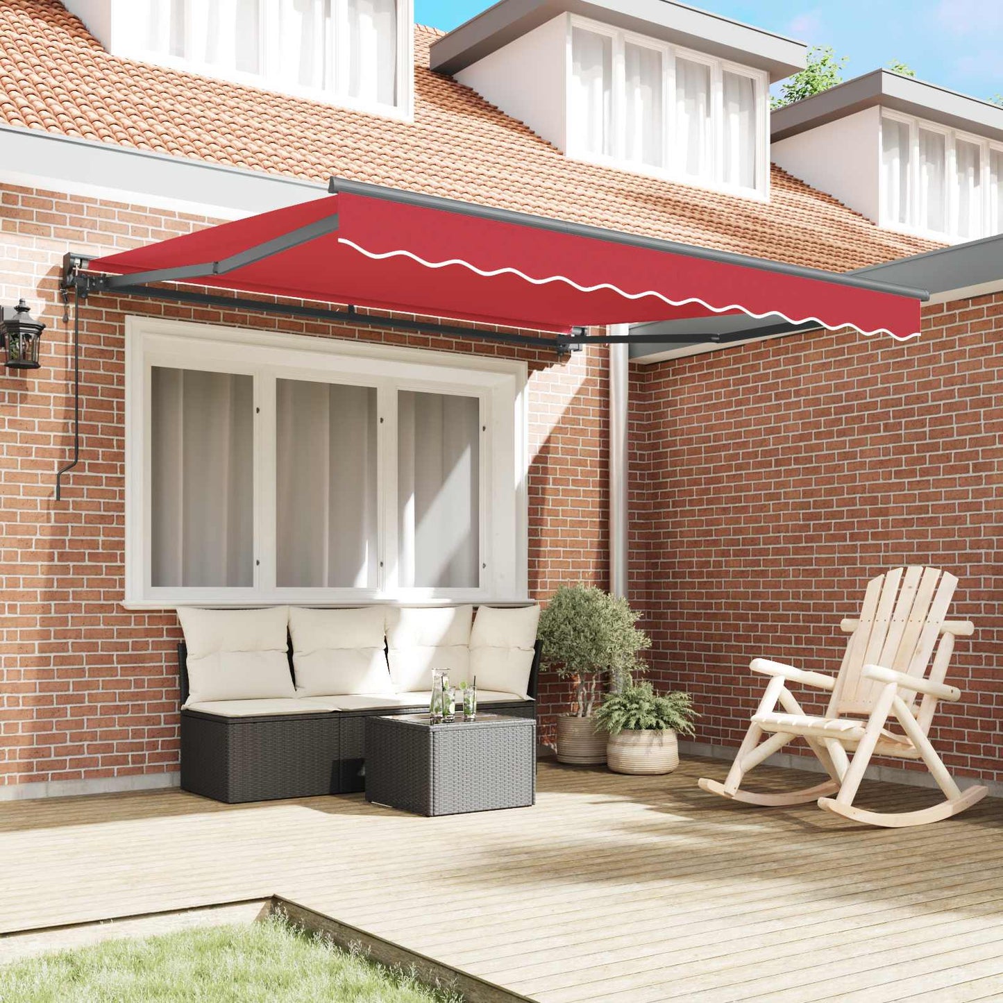 Markisenrahmen Rot 350 x 250 cm Polyester mit PU-Beschichtung
