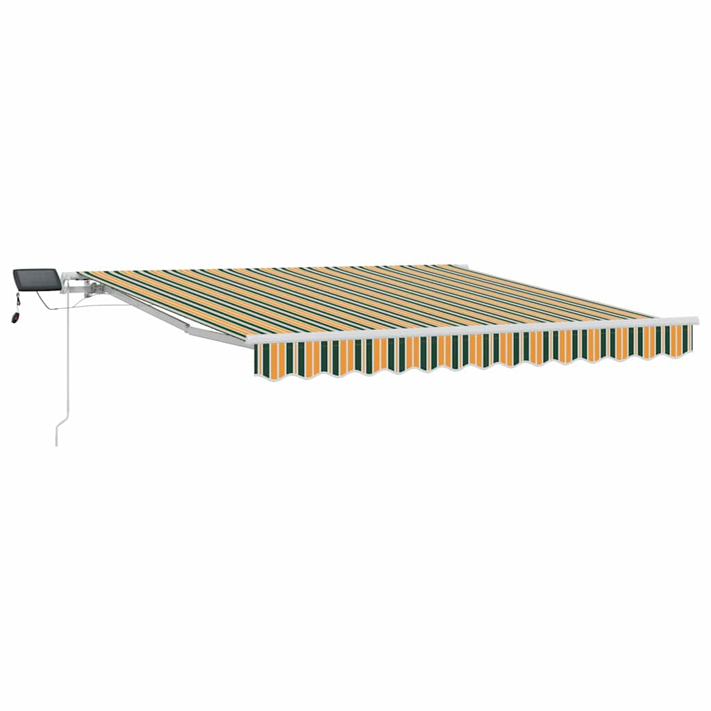 Einziehbare Markise Grün und Gelb 350 x 250 cm Stoff und Stahl