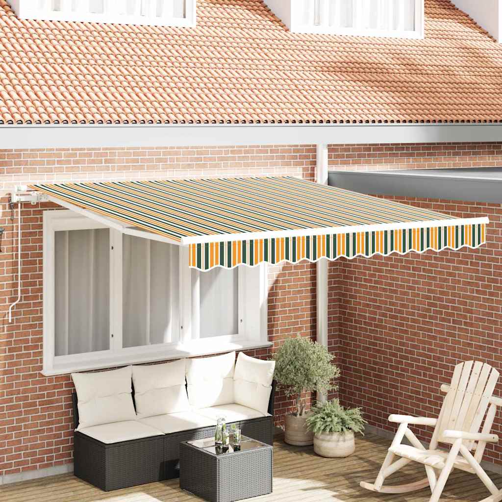 Elektrische ausziehbare Markise Grün und Gelb 350 x 250 cm