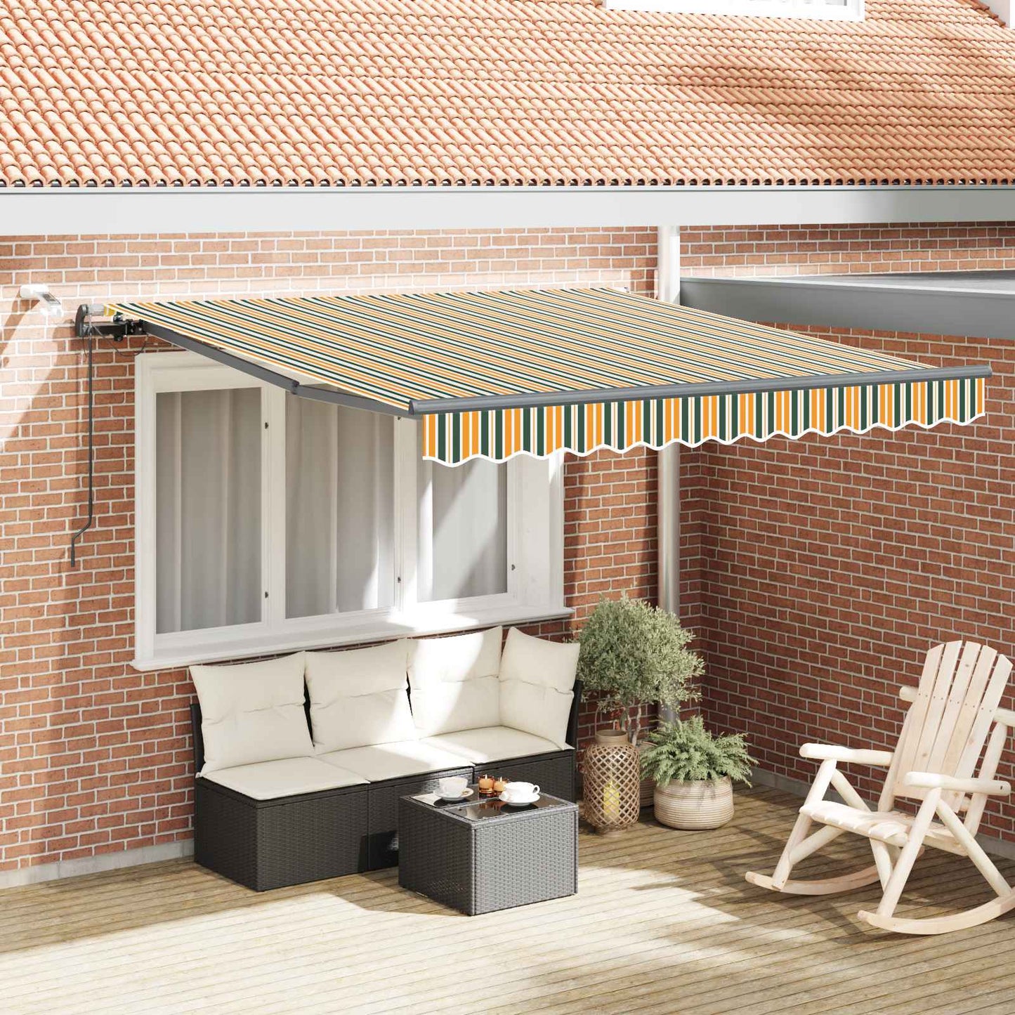 Markisenstoff mit Grün und Gelb 350 x 250 cm Polyester