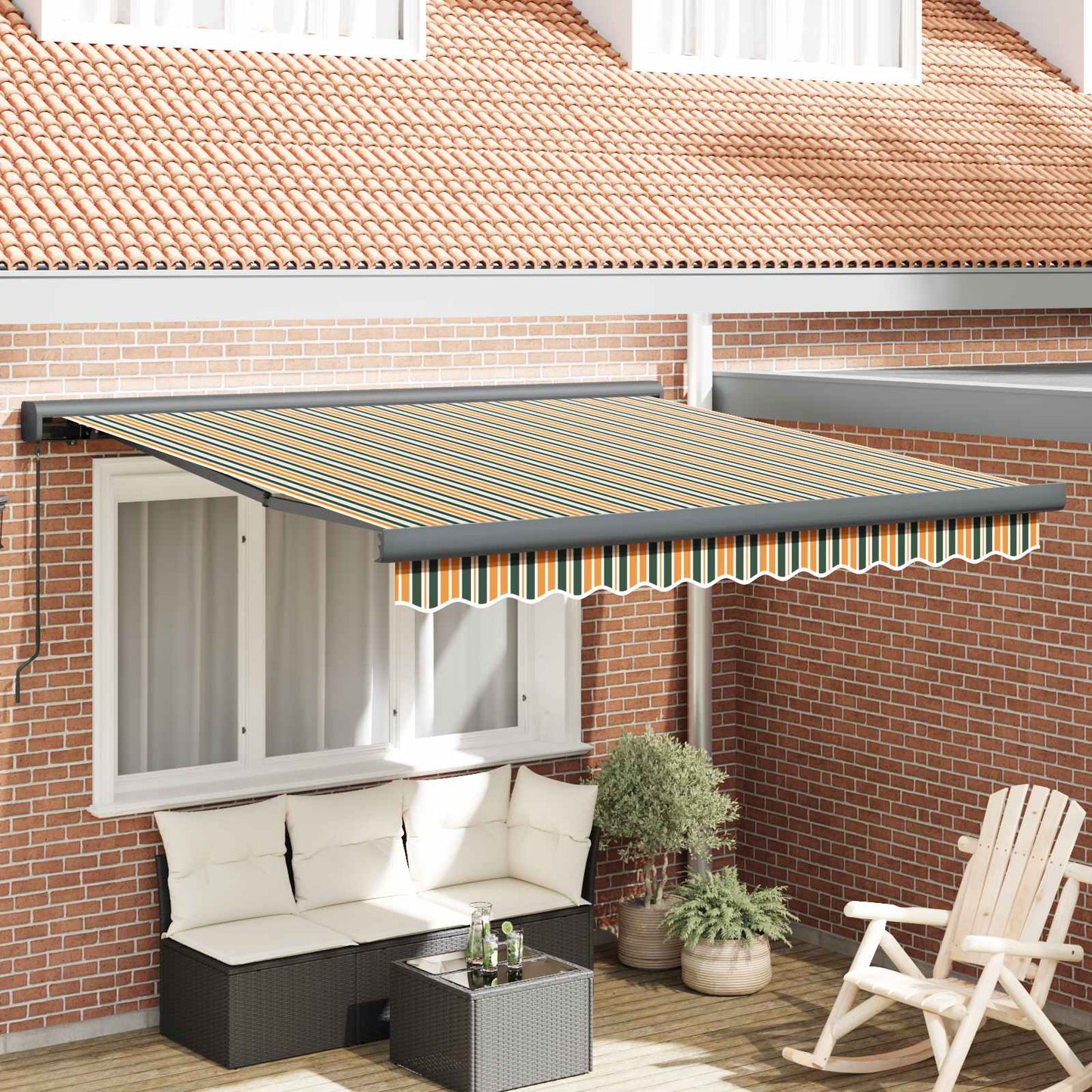 Einziehbare Markise Mehrfarbig 350 x 250 cm Stoff und Metall