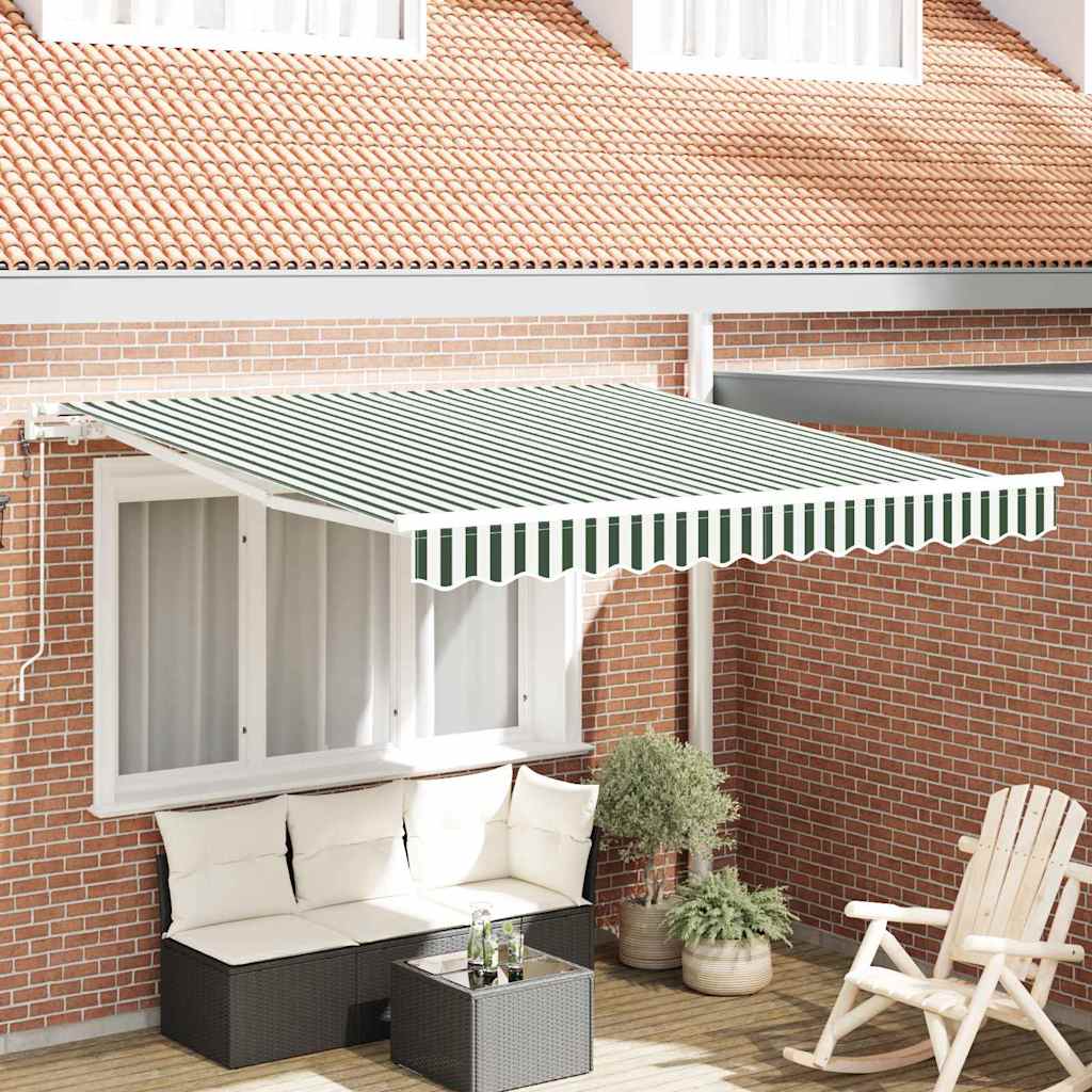 Elektrische ausziehbare Markise Grün und Weiß 350 x 250 cm