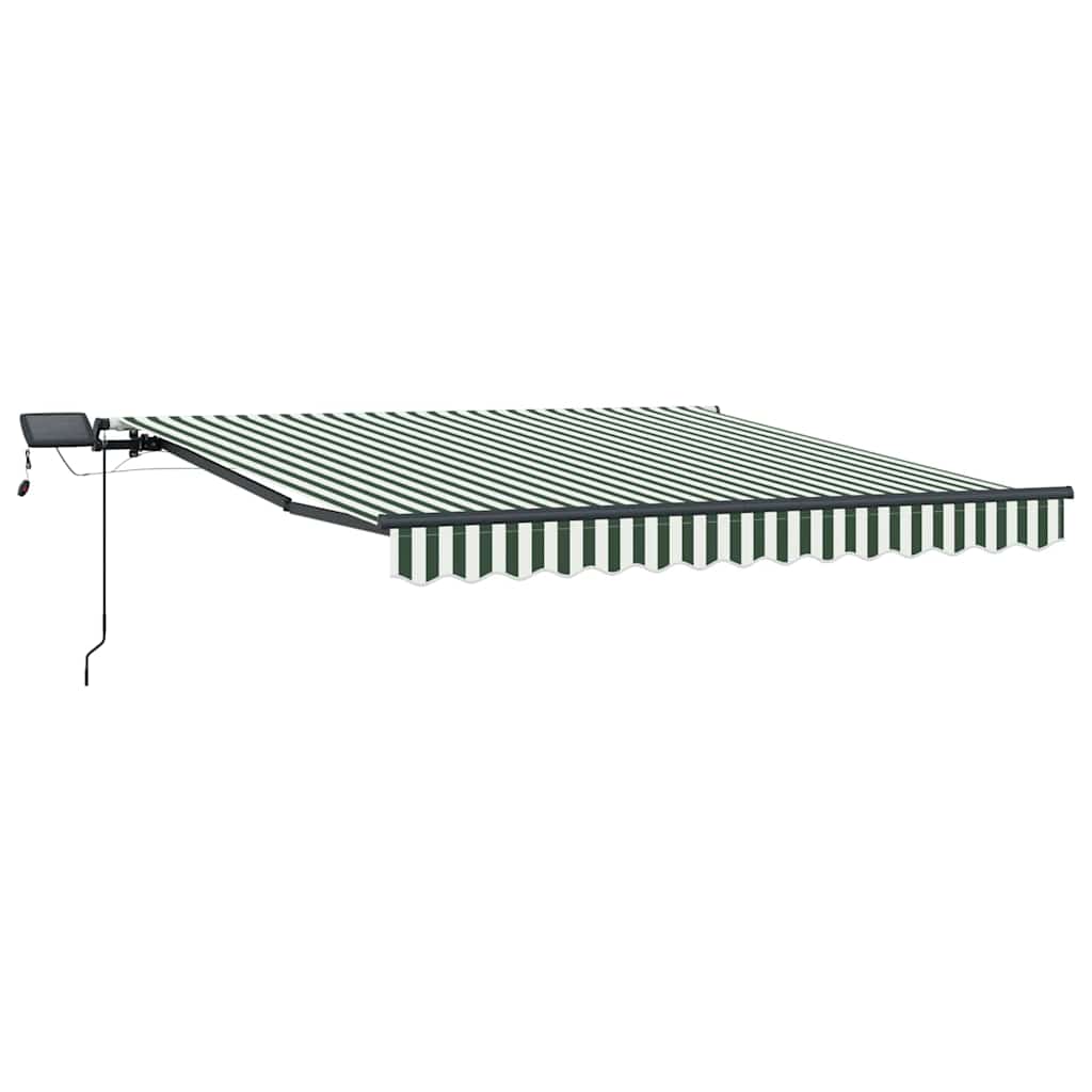 Einziehbare Markise Grün und Weiß 350 x 250 cm Stoff