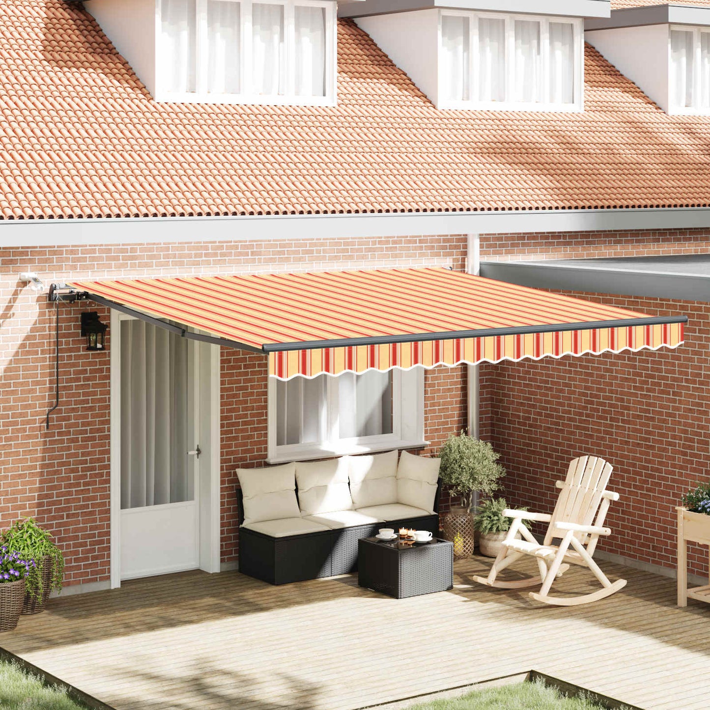 Markisenstoff mit Gelb und Orange 400 x 300 cm Polyester