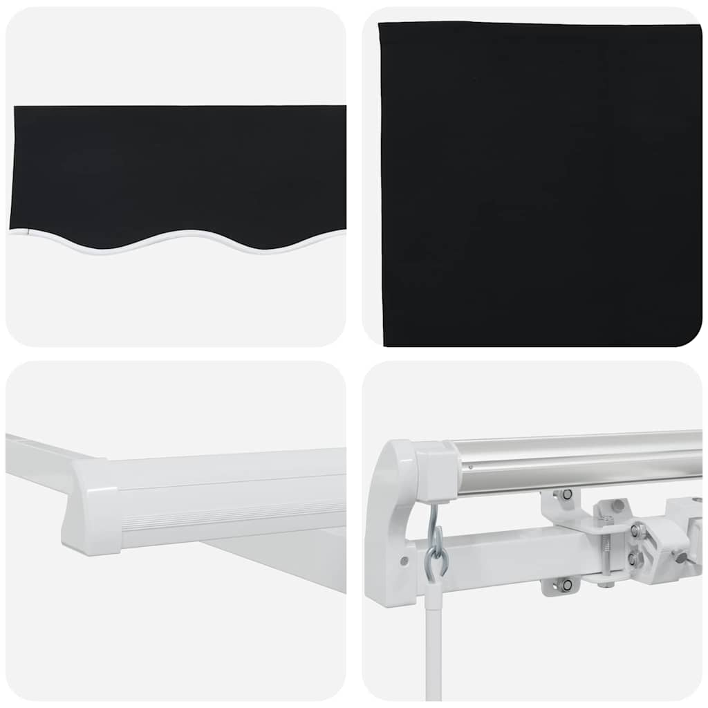 Markise Schwarz 400 x 300 cm Polyester und Metall