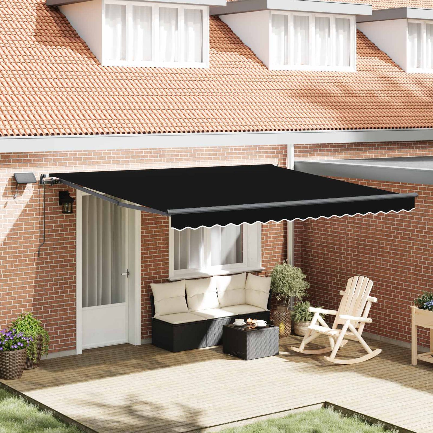 Einziehbare Markise Schwarz 400 x 300 cm Stoff