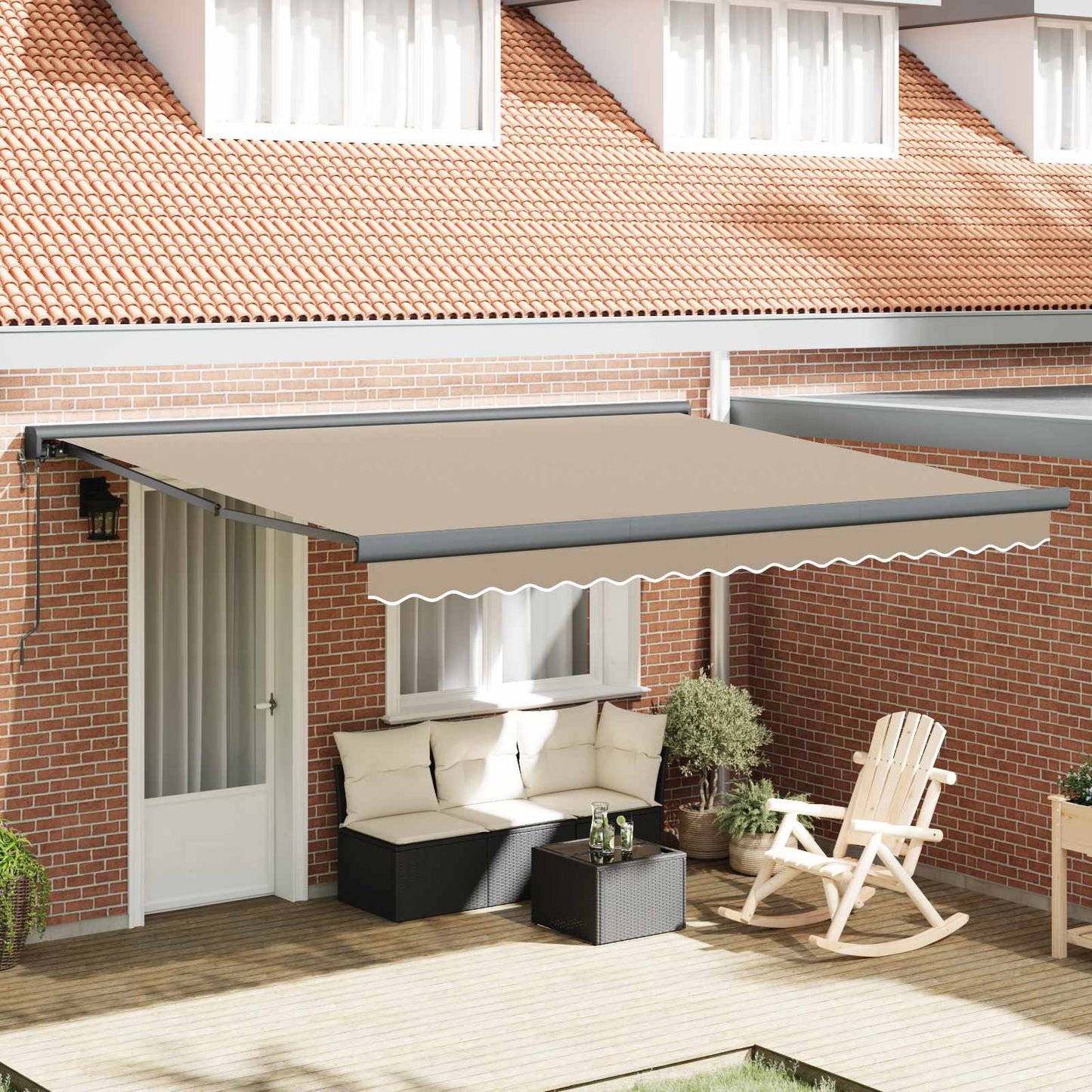 Markise Beige 400 x 300 cm Polyester und Aluminium