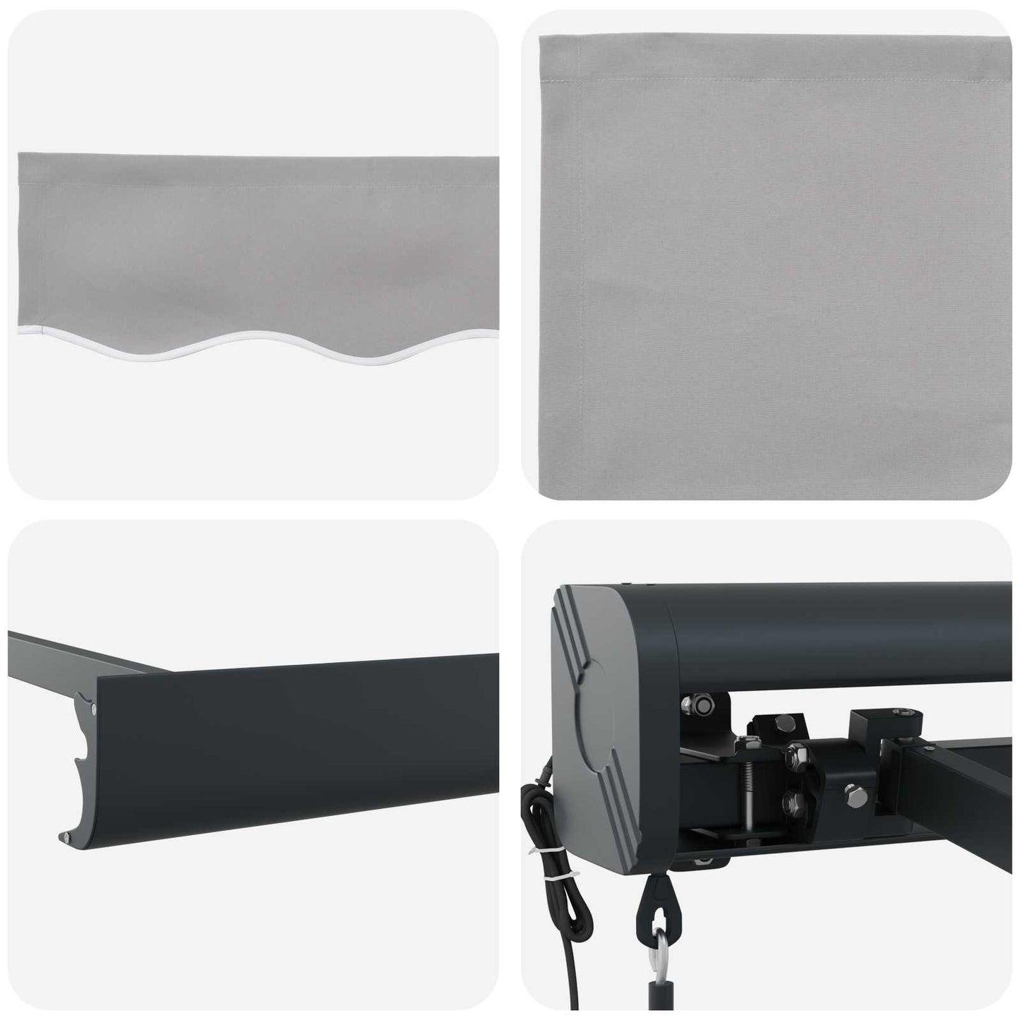 Markise Hellgrau 400 x 300 cm Polyester und Aluminium