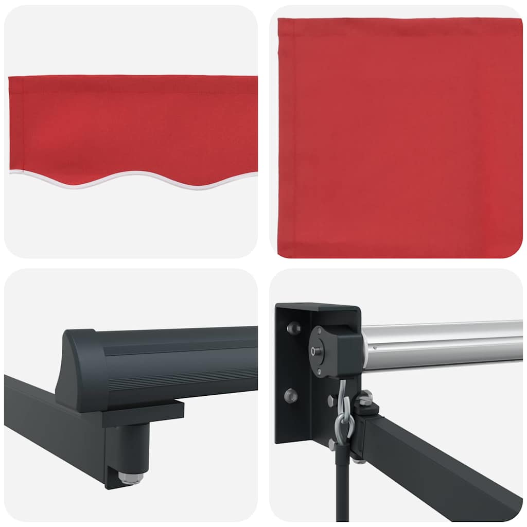 Einziehbare Markise Rot 400 x 300 cm Polyester und Aluminium