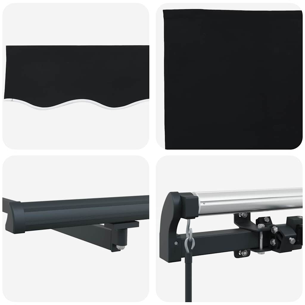 Einziehbare Markise Schwarz 400 x 350 cm Polyester und Stahl
