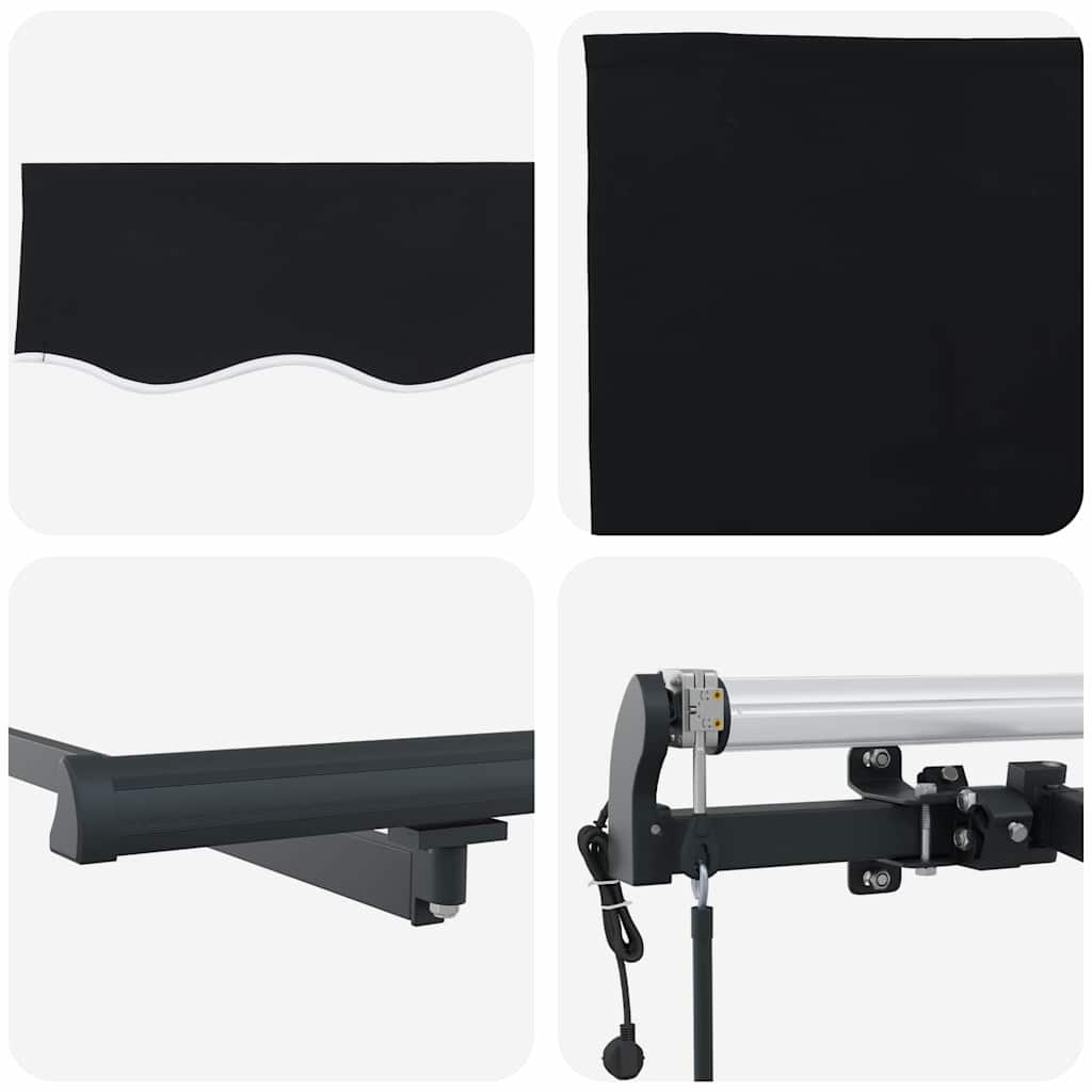 Einziehbare Markise Schwarz 400 x 350 cm Stoff und Aluminium