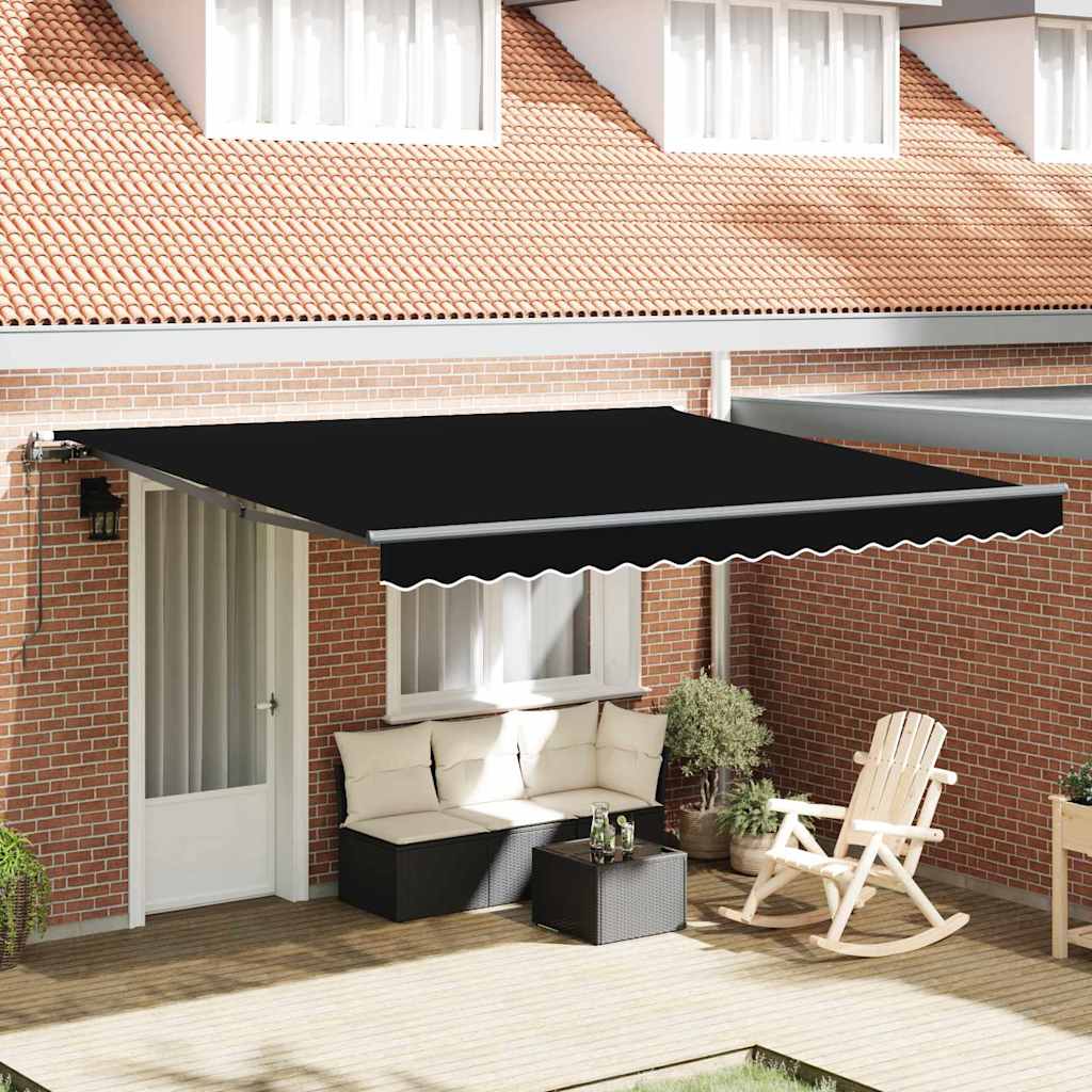Einziehbare Markise Schwarz 400 x 350 cm Stoff und Aluminium