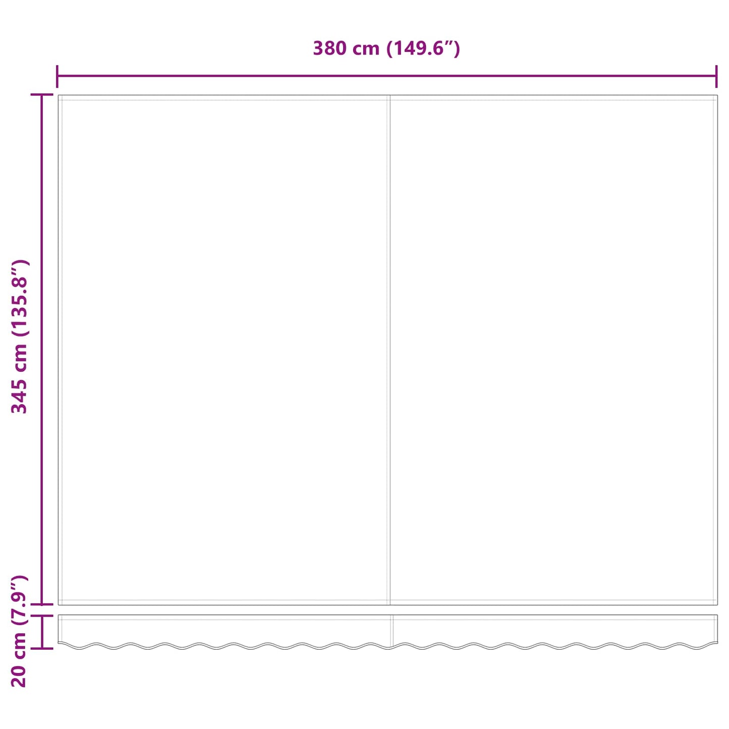 Einziehbare Markise Hellgrau 400 x 350 cm Polyester und Stahl