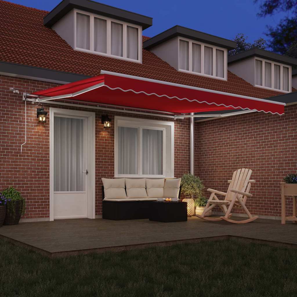 Einziehbare Markise Rot 400 x 350 cm Polyester und Metall