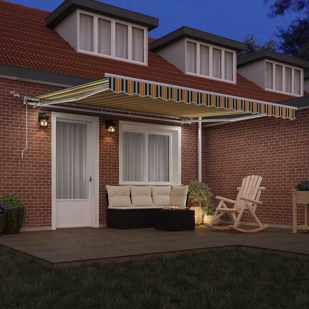 Einziehbare Markise Grün und Gelb 400 x 350 cm