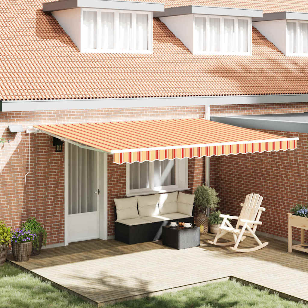 Einziehbare Markise mit Gelb und Orange 450 x 300 cm Stoff