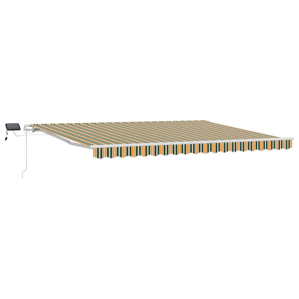 Einziehbare Markise Grün und Gelb 450 x 300 cm Stoff und Stahl