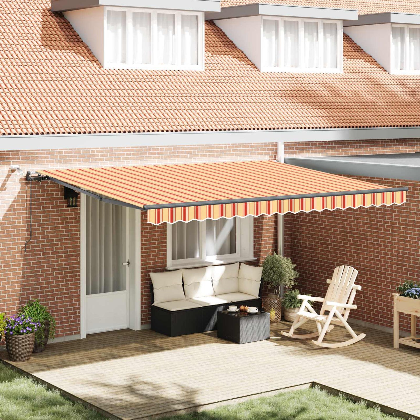 Markisenstoff mit Gelb und Orange 450 x 350 cm Polyester