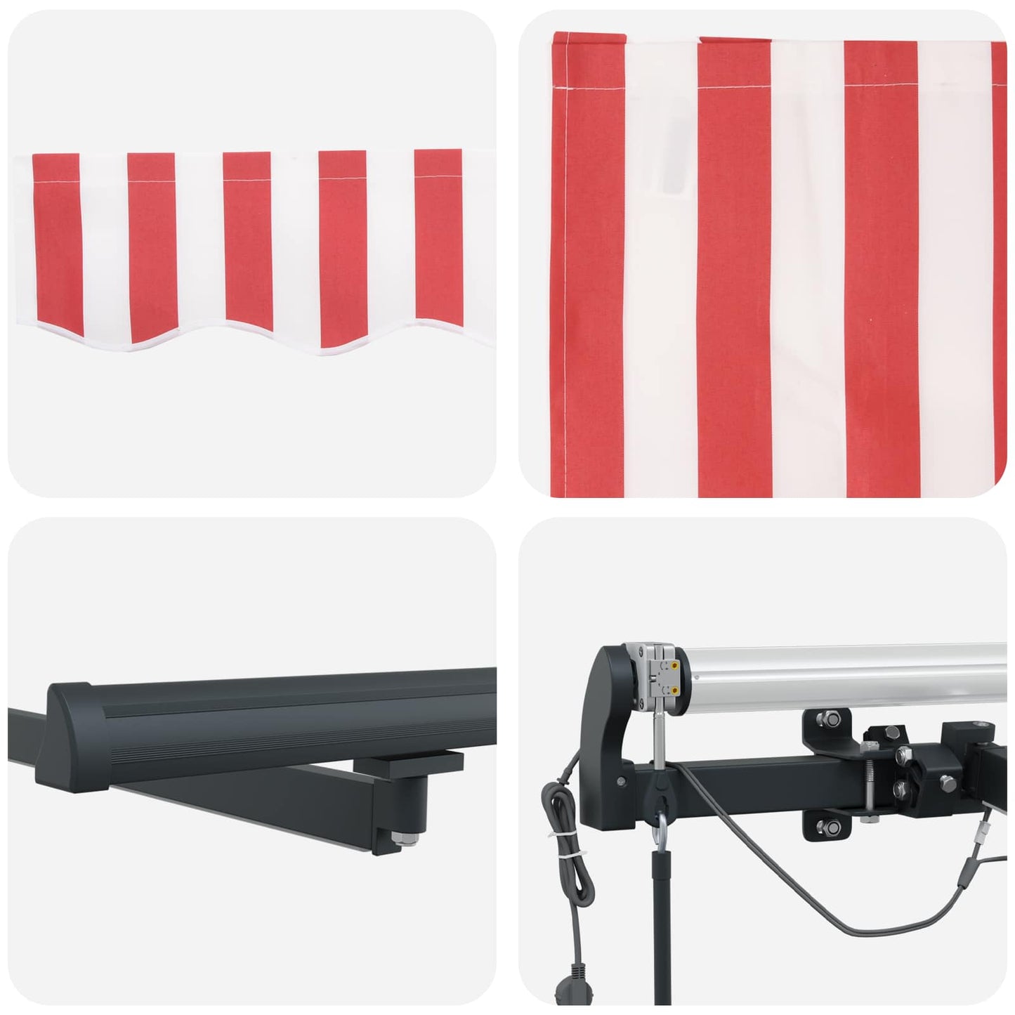 Markisenstoff mit Rot und Weiß 450 x 350 cm Polyester