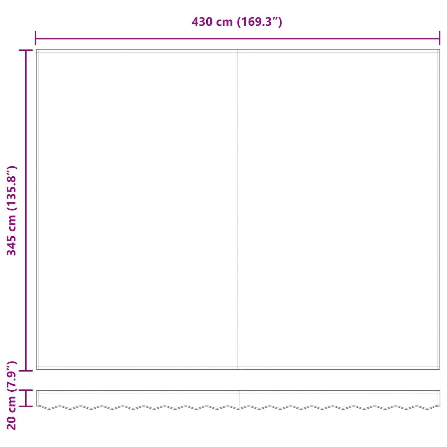 Einziehbare Markise Beige 450 x 350 cm Polyester und Stahl