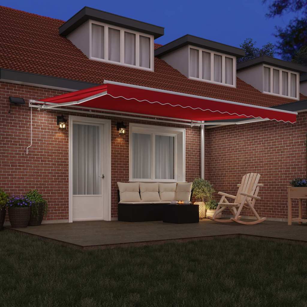 Einziehbare Markise Rot 450 x 350 cm Stoff und Stahl