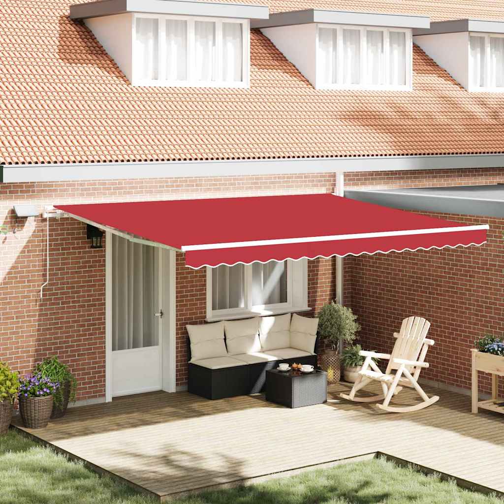 Einziehbare Markise Rot 450 x 350 cm Stoff und Stahl