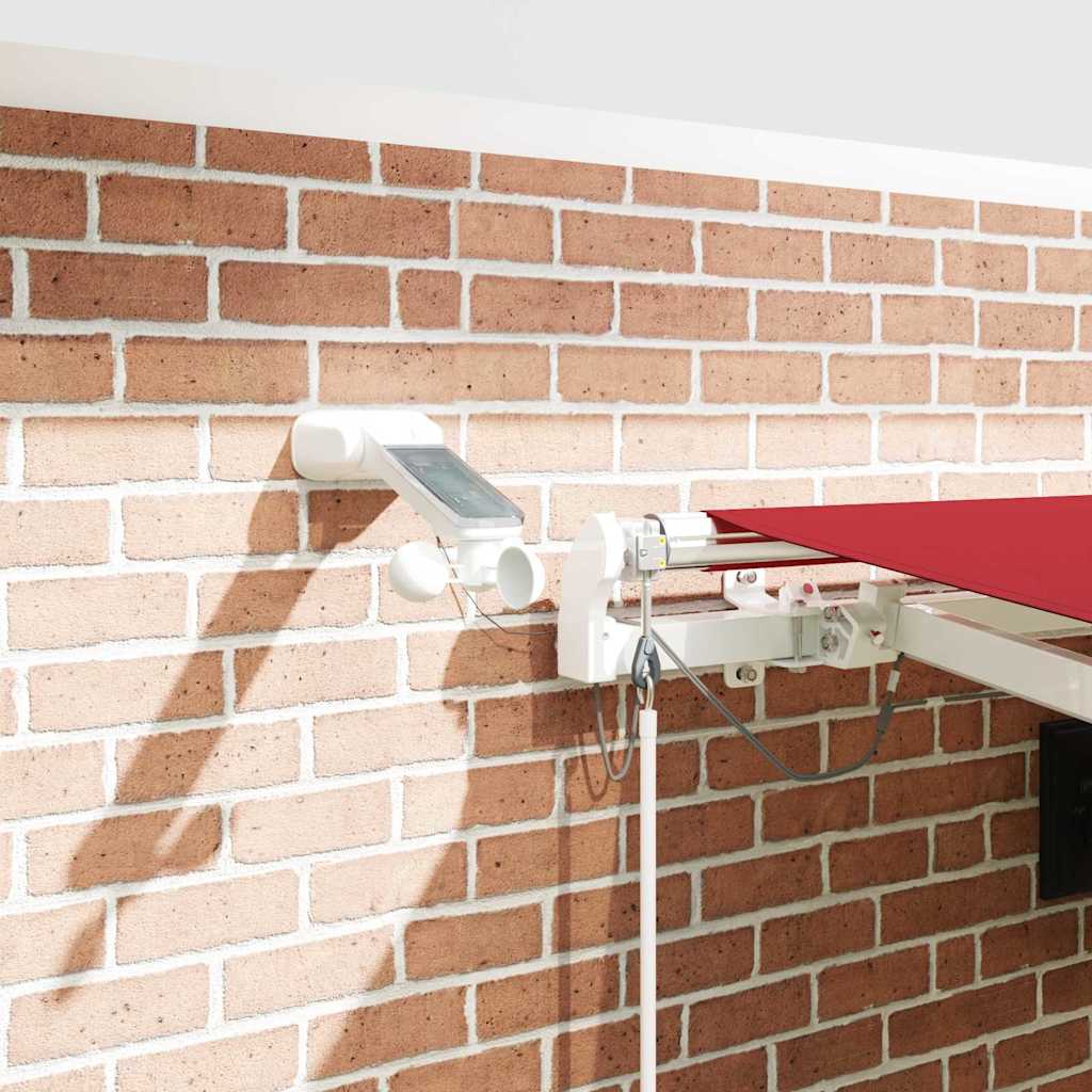 Einziehbare Markise Rot 450 x 350 cm Polyester und Metall