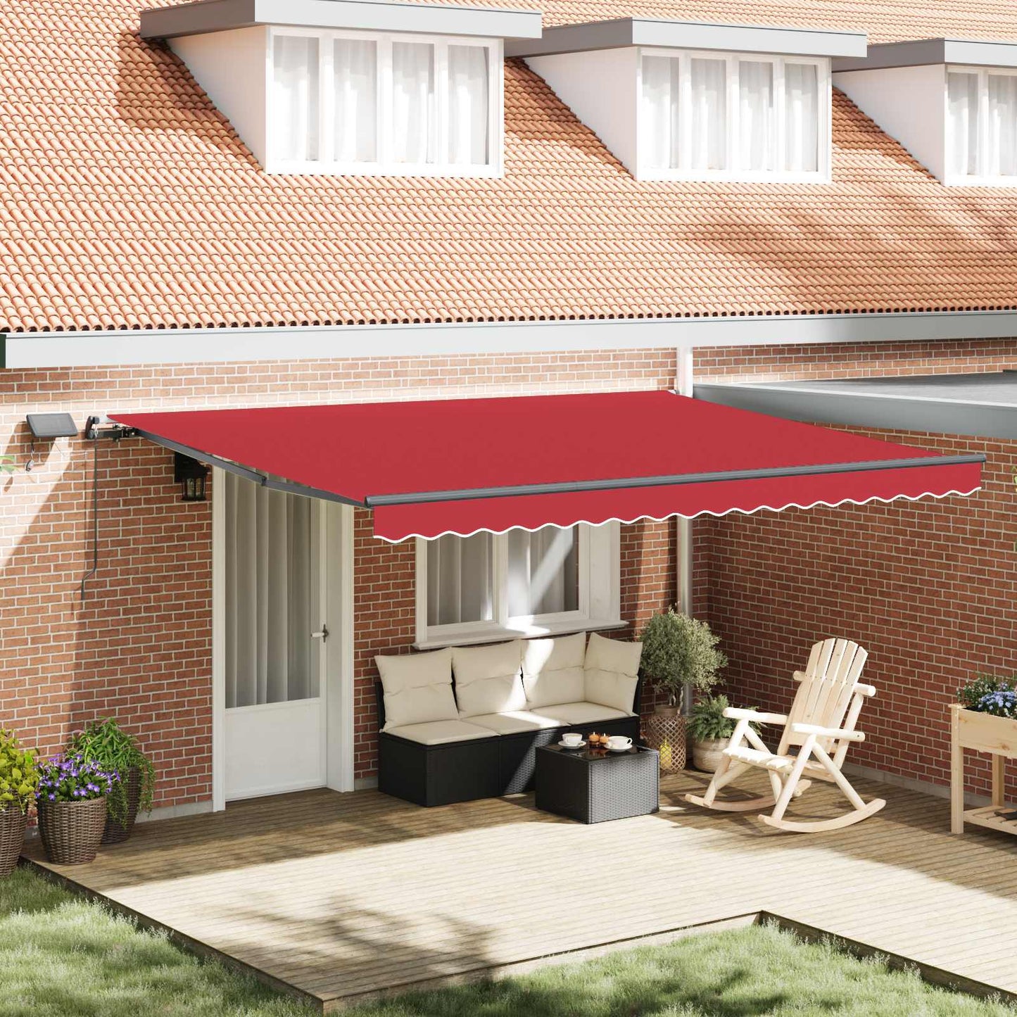 Einziehbare Markise Rot 450 x 350 cm Stoff