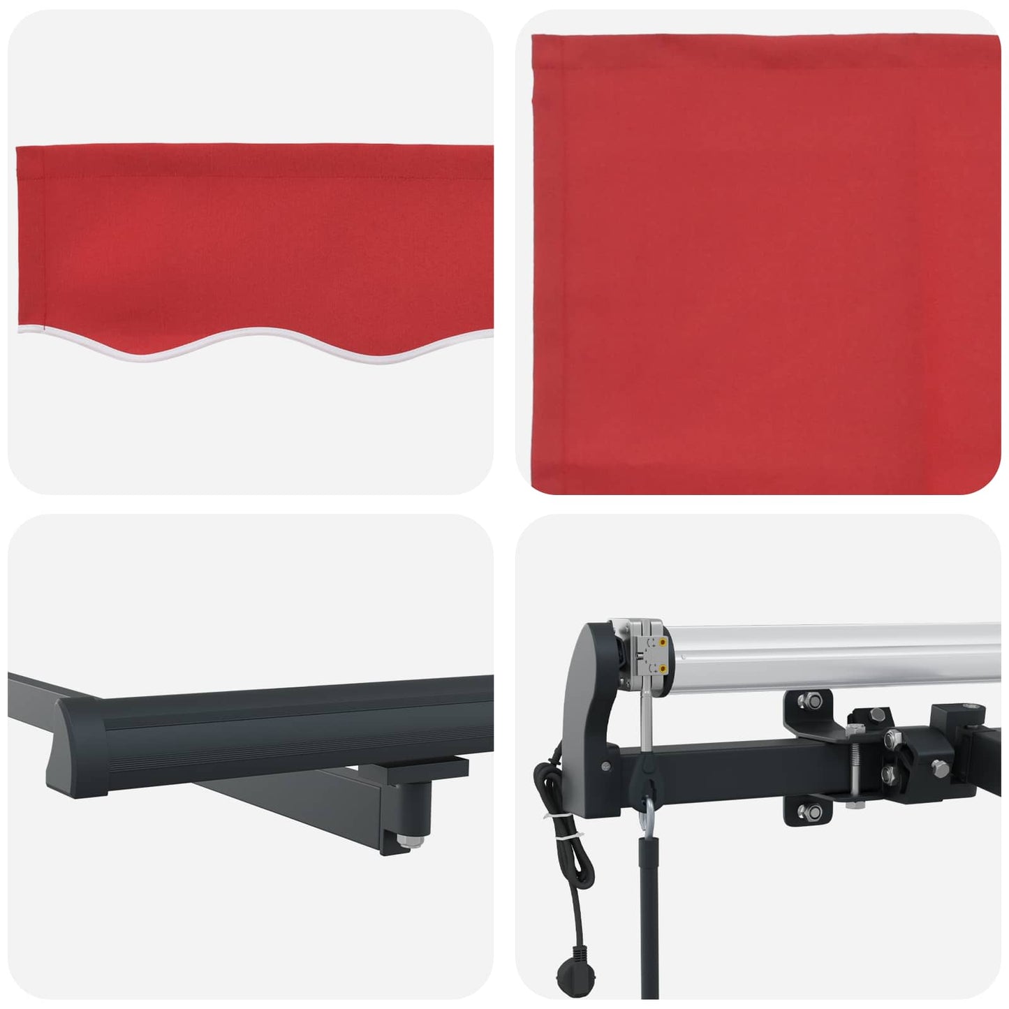 Einziehbare Markise Rot 450 x 350 cm Stoff und Aluminium