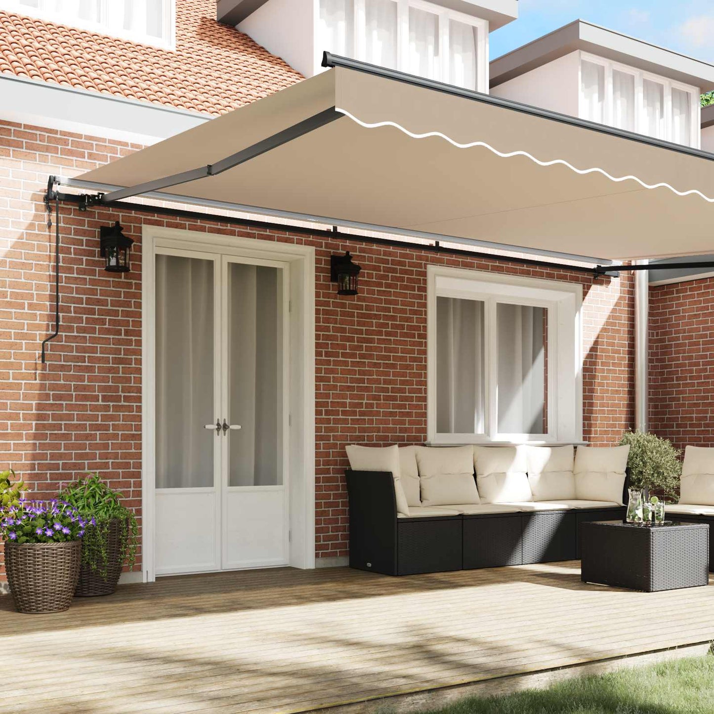 Einziehbare Markise Beige 500 x 300 cm Stoff und Aluminium