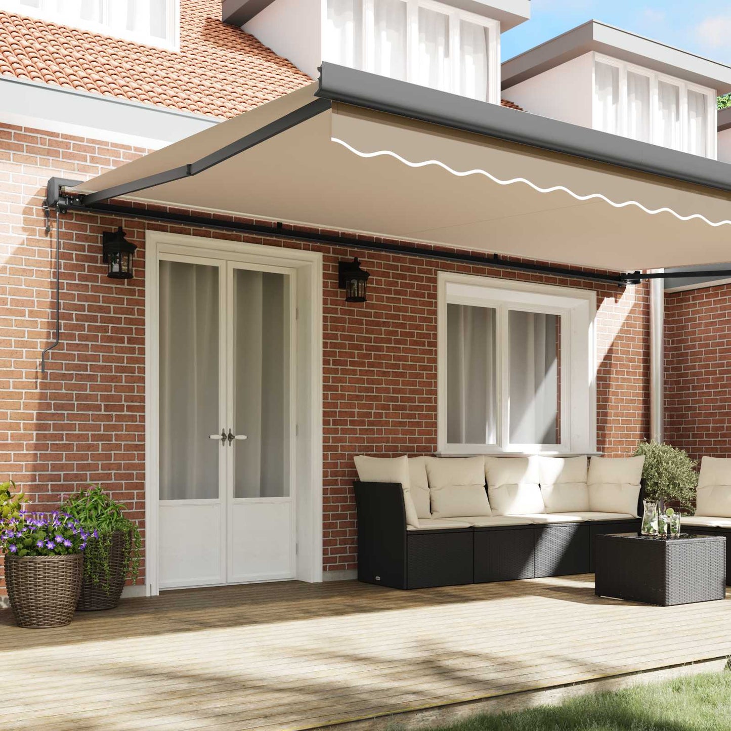 Markise Beige 500 x 300 cm Polyester und Aluminium