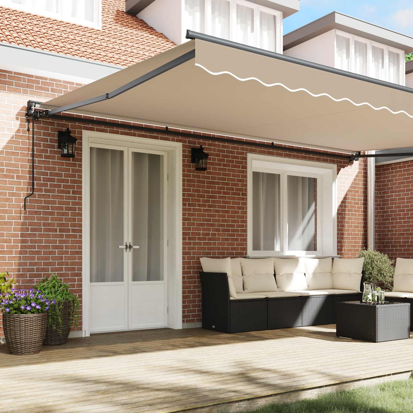Markisenrahmen Beige 500 x 300 cm Polyester mit PU-Beschichtung