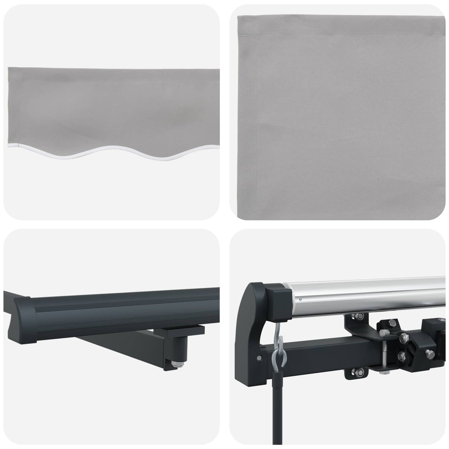 Einziehbare Markise Hellgrau 500 x 350 cm Polyester und Stahl
