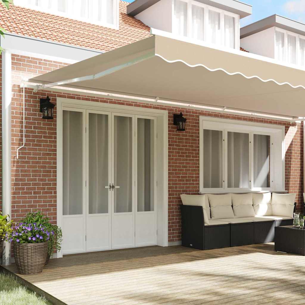Einziehbare Markise Beige 600 x 300 cm Polyester und Aluminium