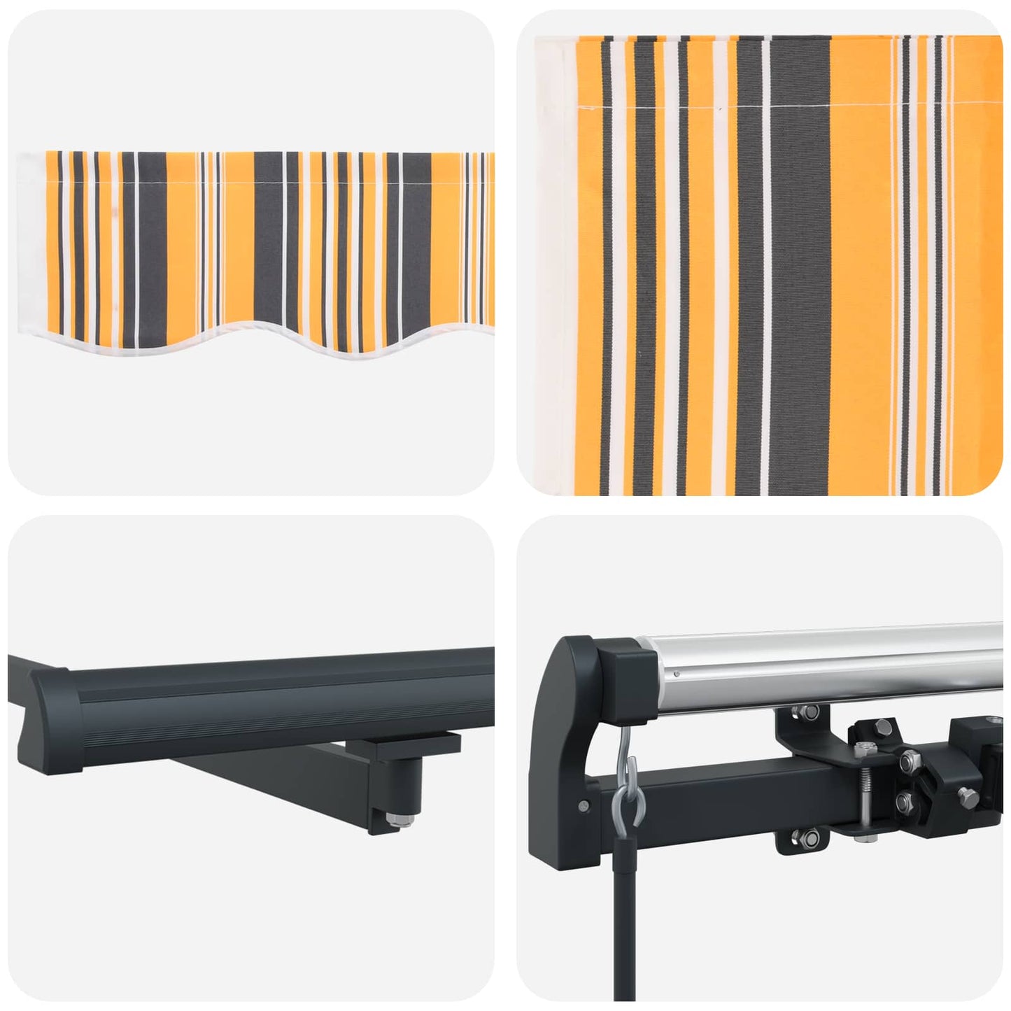 Einziehbare Markise Mehrfarbig 600 x 350 cm Polyester und Stahl
