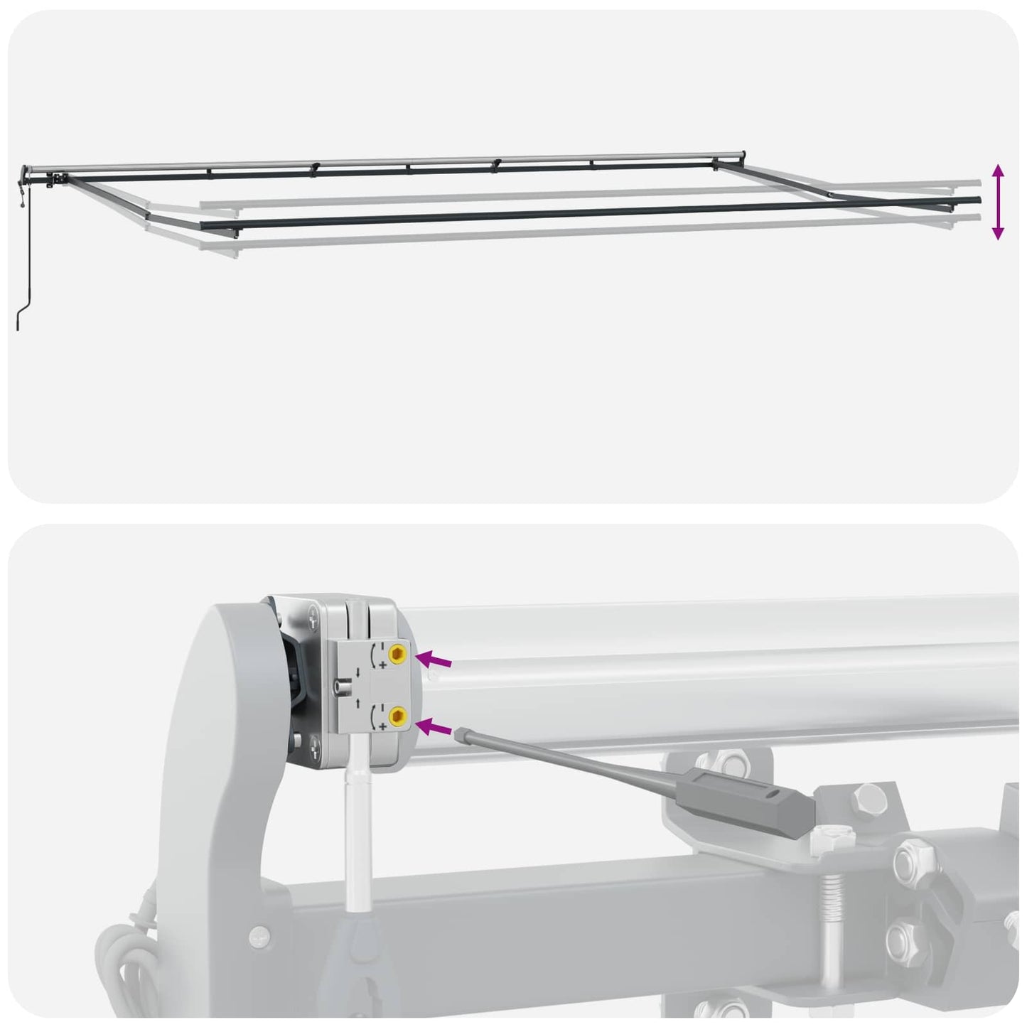 Einziehbare Markise Mehrfarbig 600 x 350 cm Stoff und Aluminium
