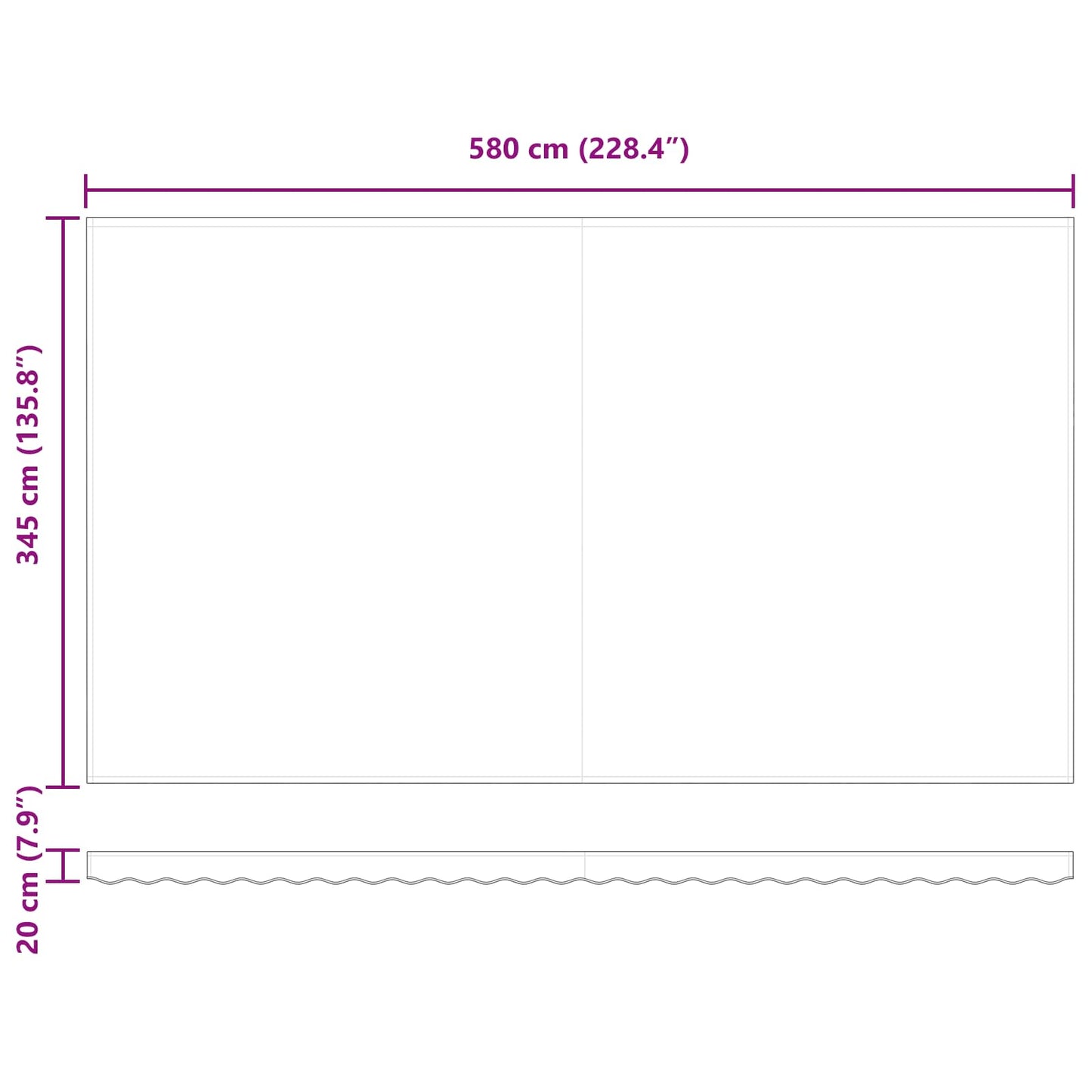 Einziehbare Markise Hellgrau 600 x 350 cm Polyester und Stahl