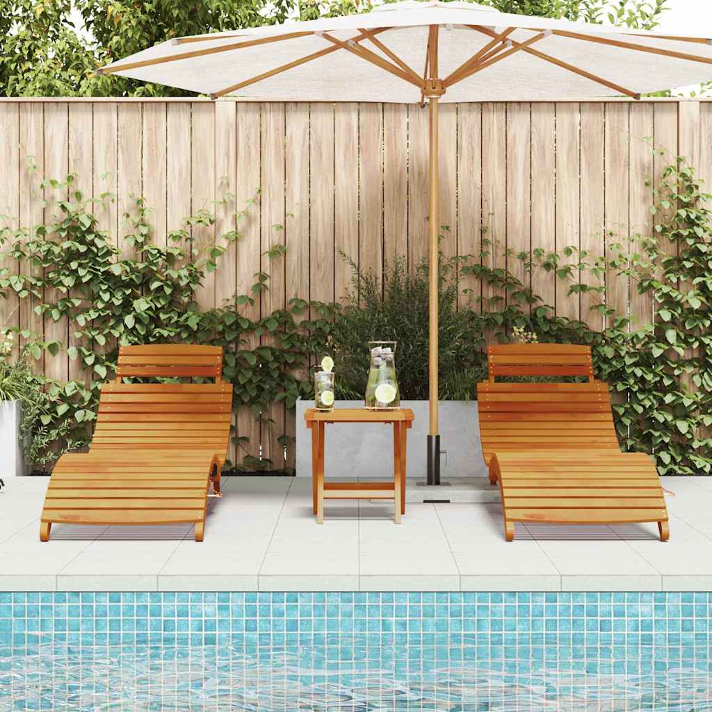 Sonnenliege 3 pcs Braun Massivholz Akazie