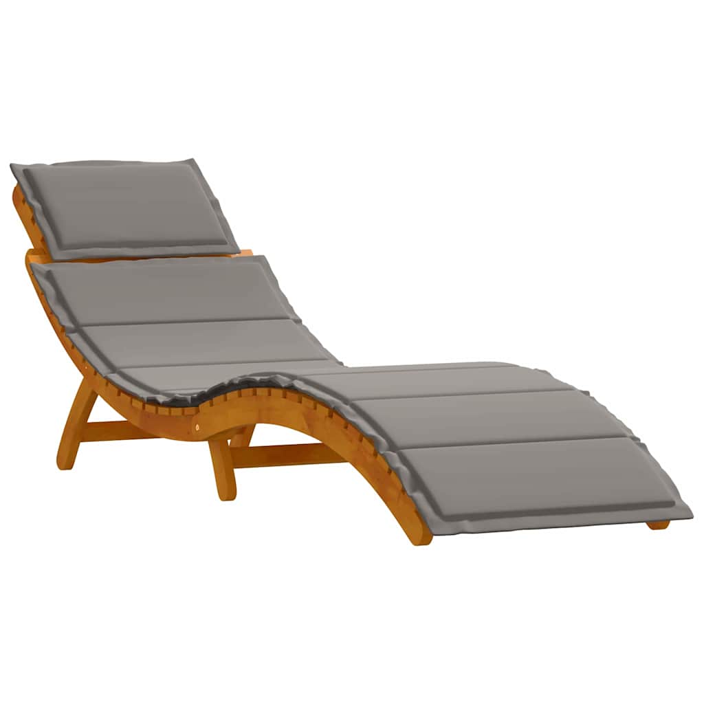 Sonnenliege mit Kissen 2 pcs Grau Massivholz Akazie