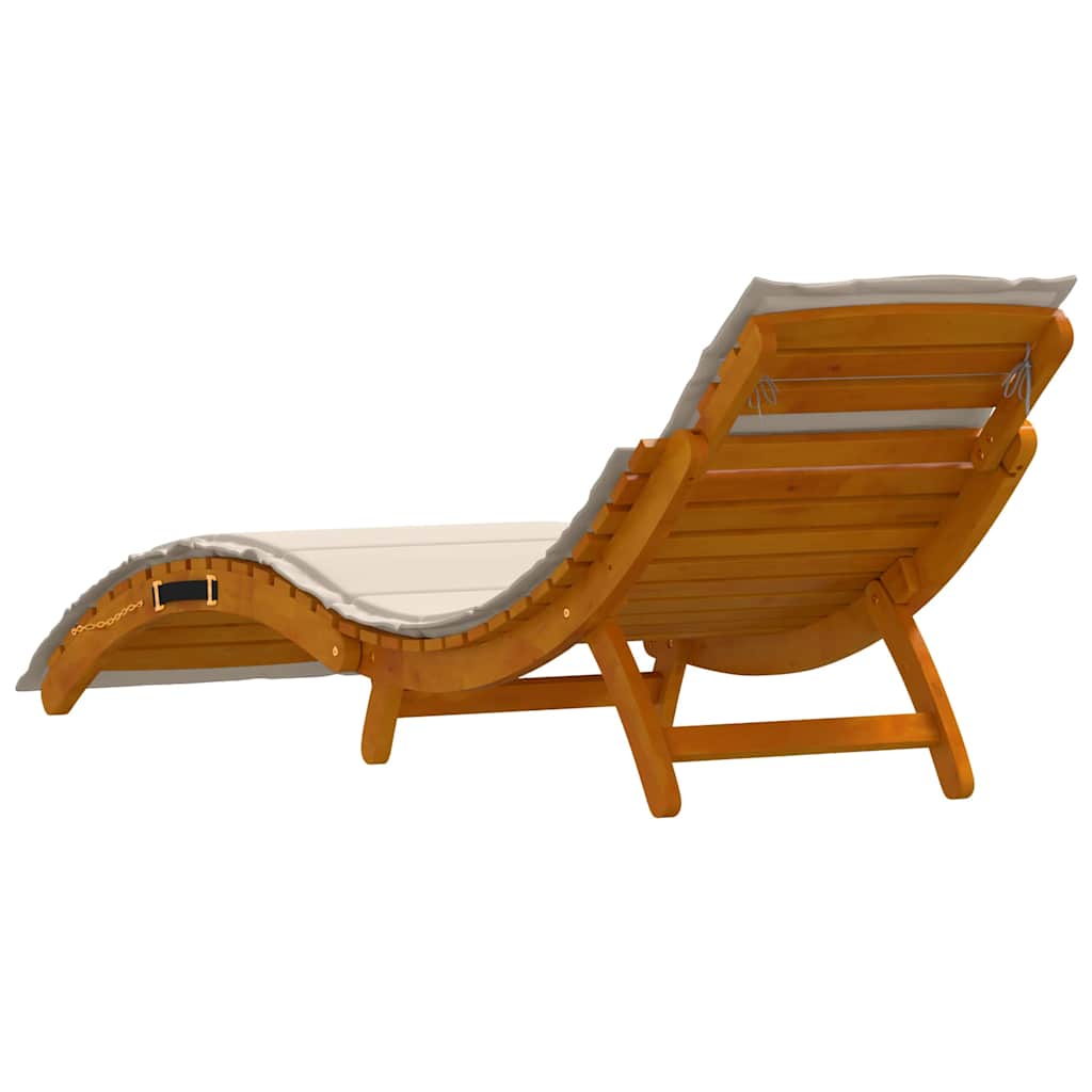 Sonnenliege mit Kissen 2 pcs Cremeweiß Massivholz Akazie