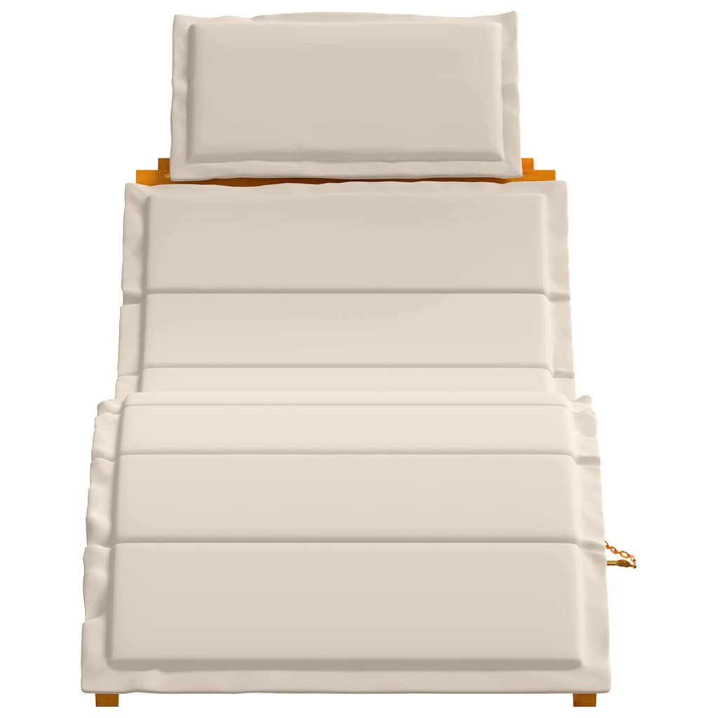 Sonnenliege mit Kissen 2 pcs Cremeweiß Massivholz Akazie