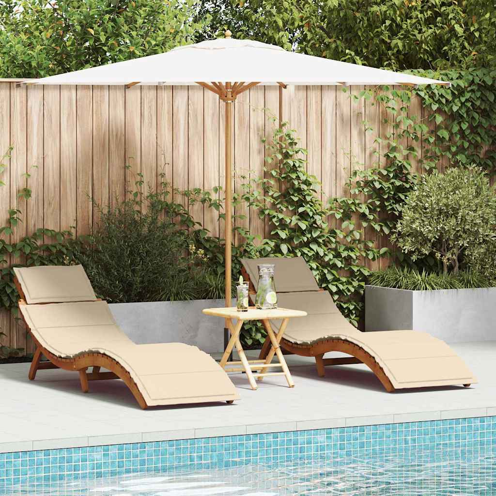 Sonnenliege mit Kissen 2 pcs Beige Massivholz Akazie