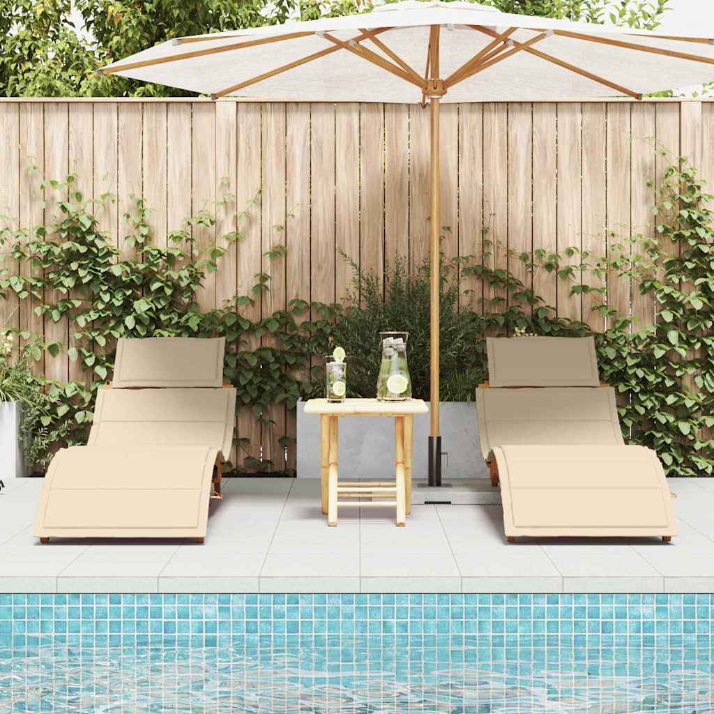 Sonnenliege mit Kissen 2 pcs Beige Massivholz Akazie