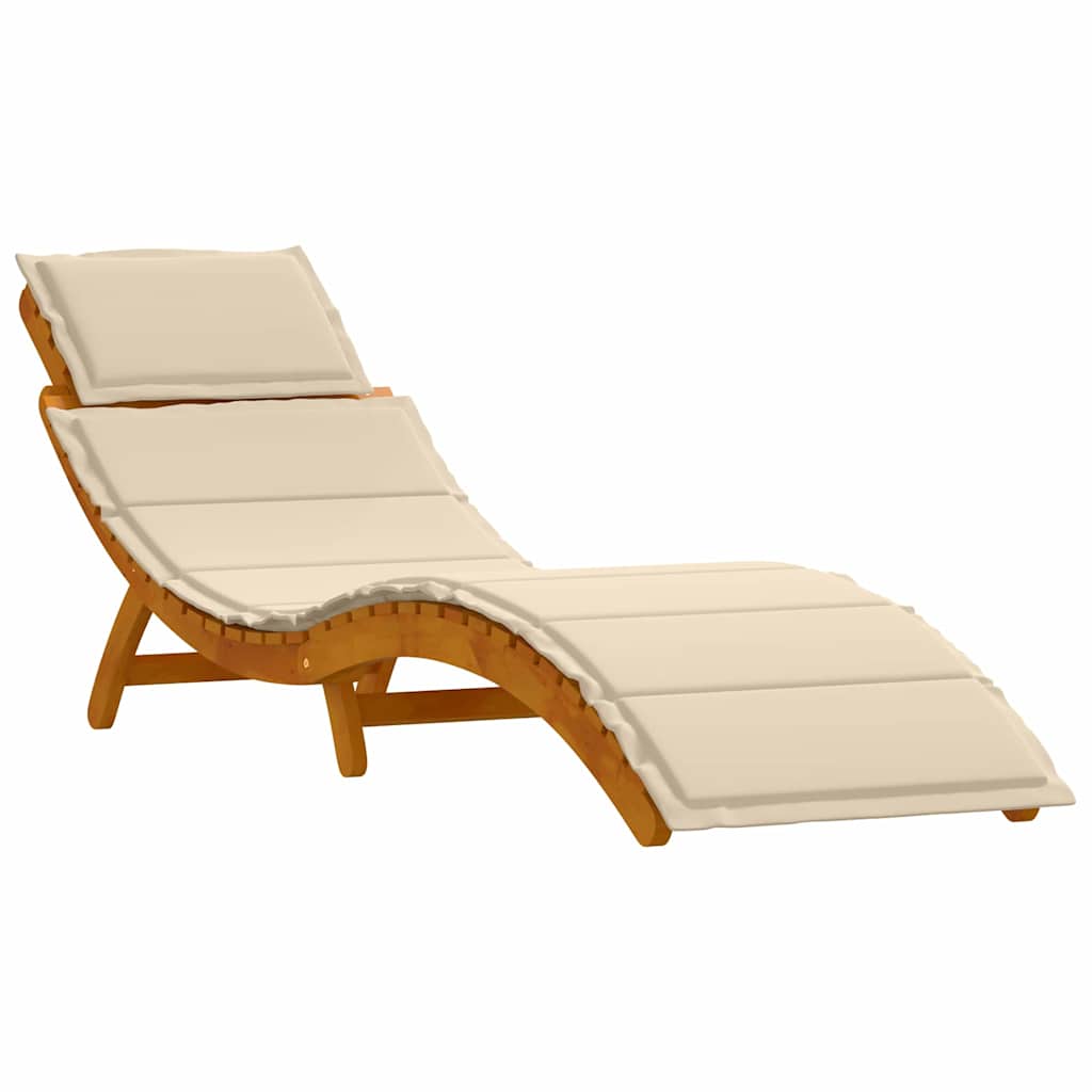 Sonnenliege mit Kissen 2 pcs Beige Massivholz Akazie