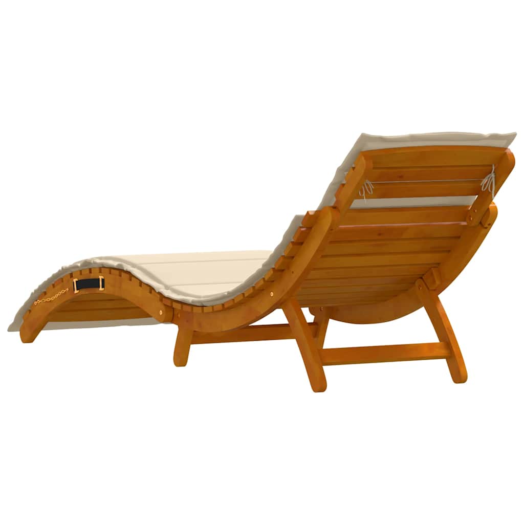 Sonnenliege mit Kissen 2 pcs Beige Massivholz Akazie