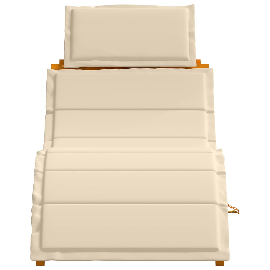 Sonnenliege mit Kissen 2 pcs Beige Massivholz Akazie