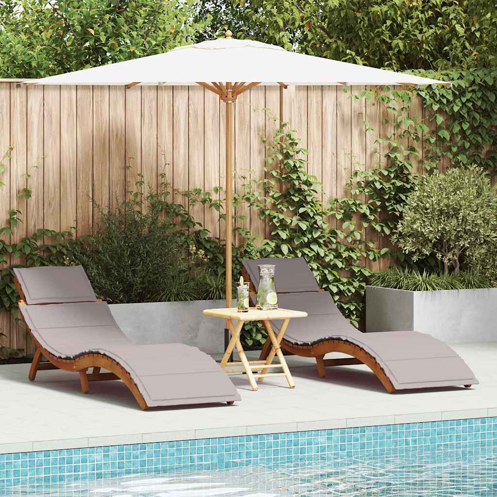 Sonnenliege mit Kissen 2 pcs Taupe Massivholz Akazie