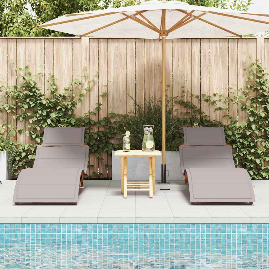 Sonnenliege mit Kissen 2 pcs Taupe Massivholz Akazie