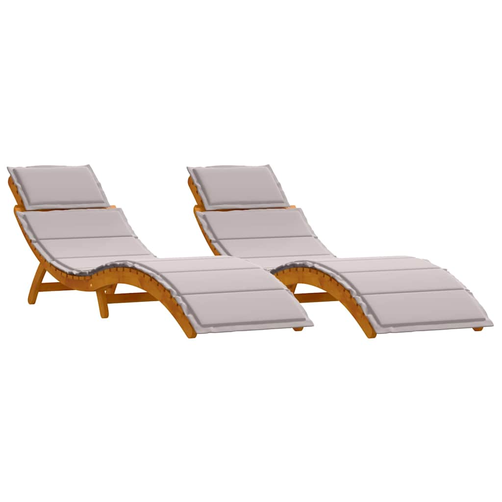 Sonnenliege mit Kissen 2 pcs Taupe Massivholz Akazie