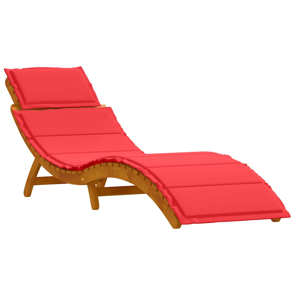 Sonnenliege mit Kissen 2 pcs Rot Massivholz Akazie